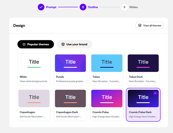 choose slides theme in slidesgpt