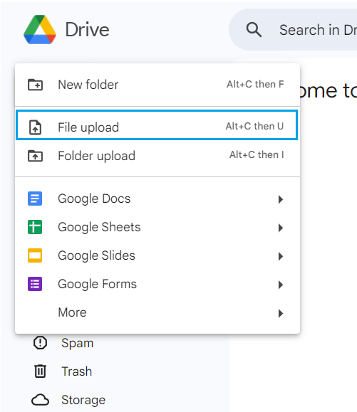 upload audio on google drive