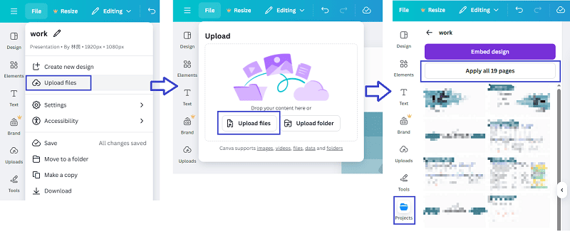 upload files on canva