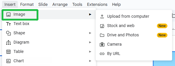 insert image in google slides to adjust transparency