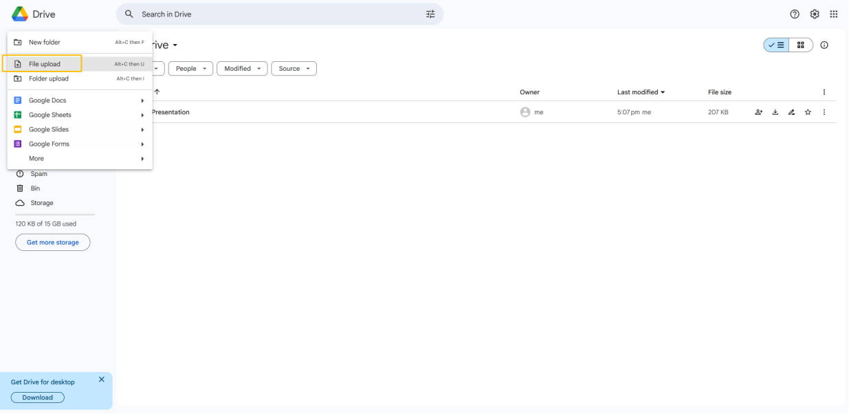 upload video to google drive