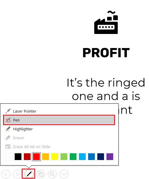 use pen to add text on powerpoint