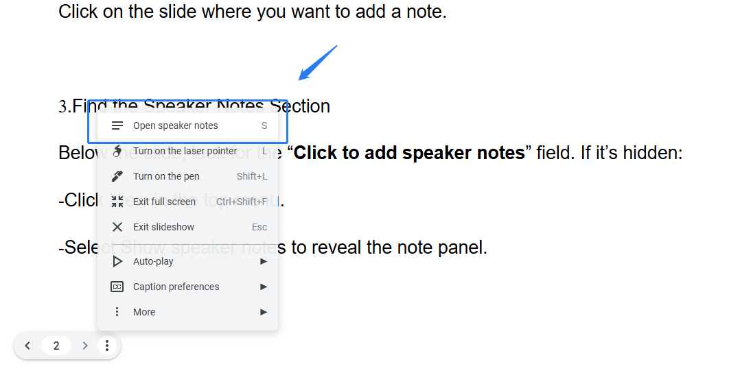view speaker notes step3