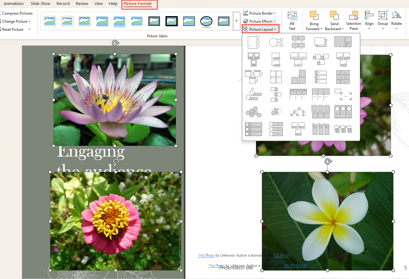 click picture layout