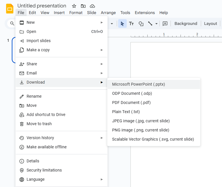 download google slides as pptx
