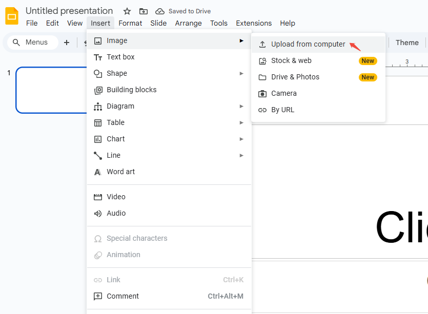 insert the gif from your computer