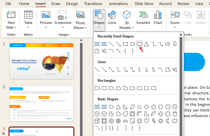 insert shapes in ppt
