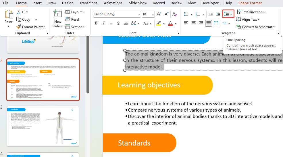 click line spacing icon