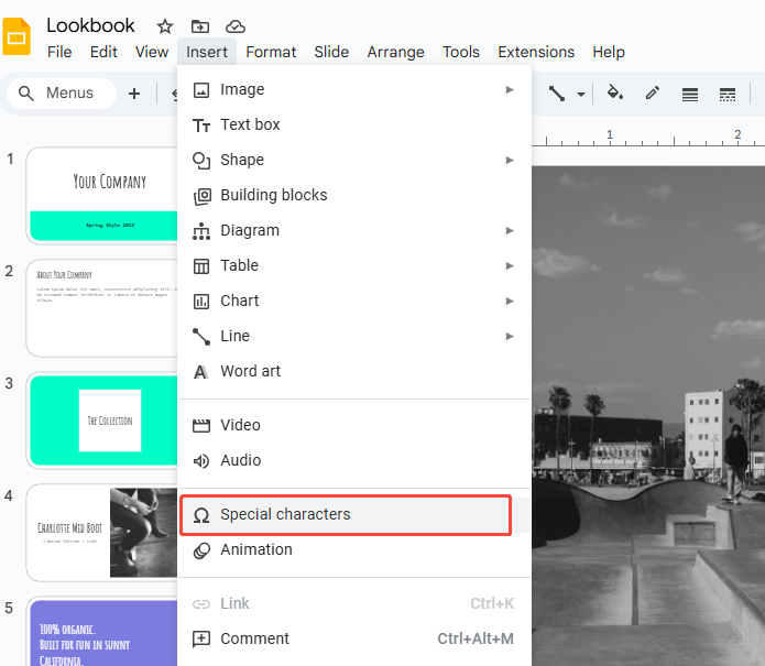 insert special characters
