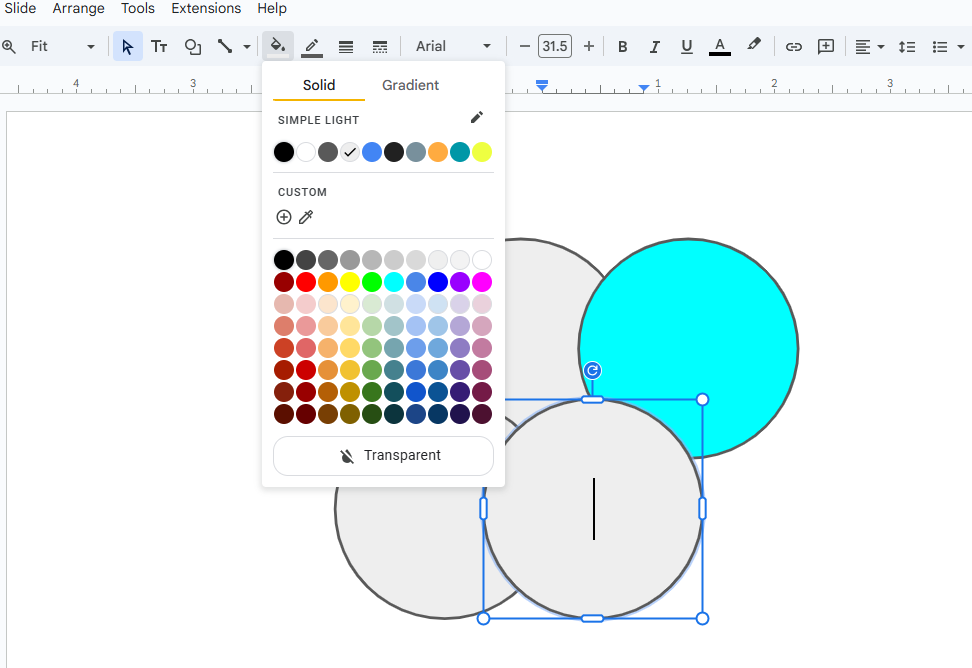 adjust the oval color