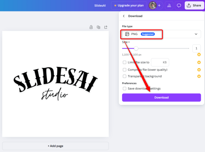 download the curved text as image