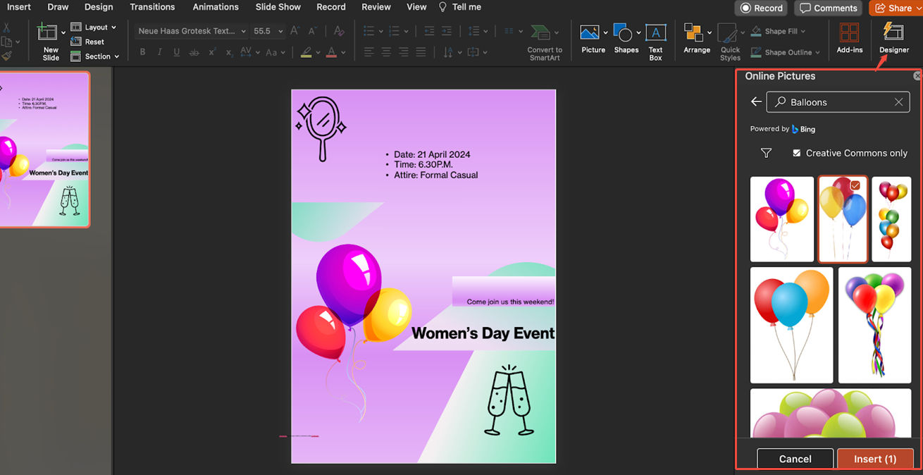 view the template that offer by designer