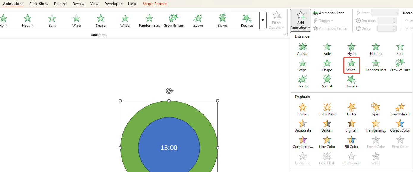 add wheel animation on the large circle