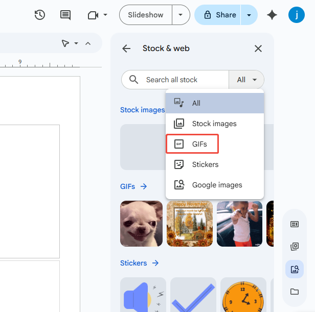 choose gif in ther filter