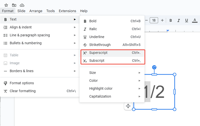 set text to the superscript and sbscript