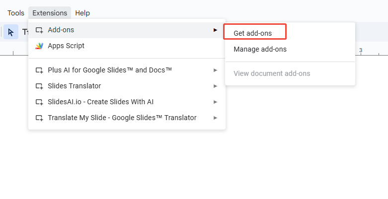 click get the add-ons