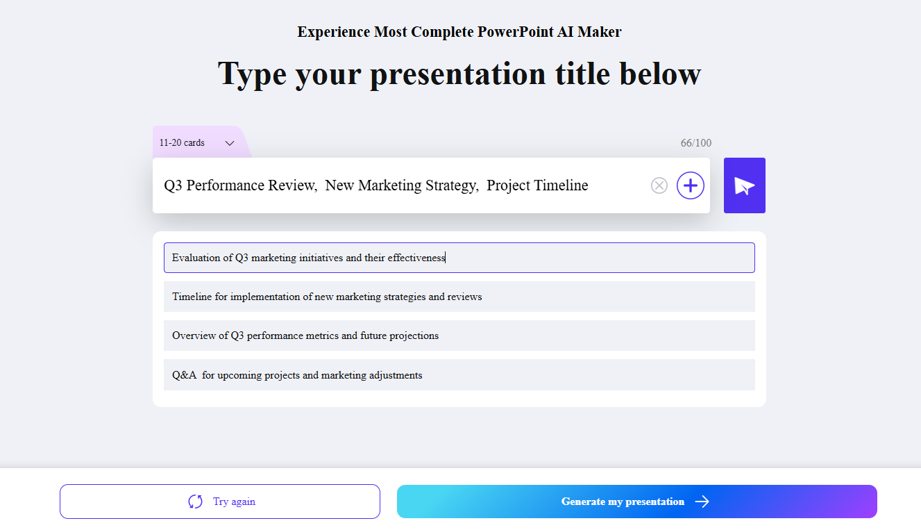 generate agenda slide by workppt