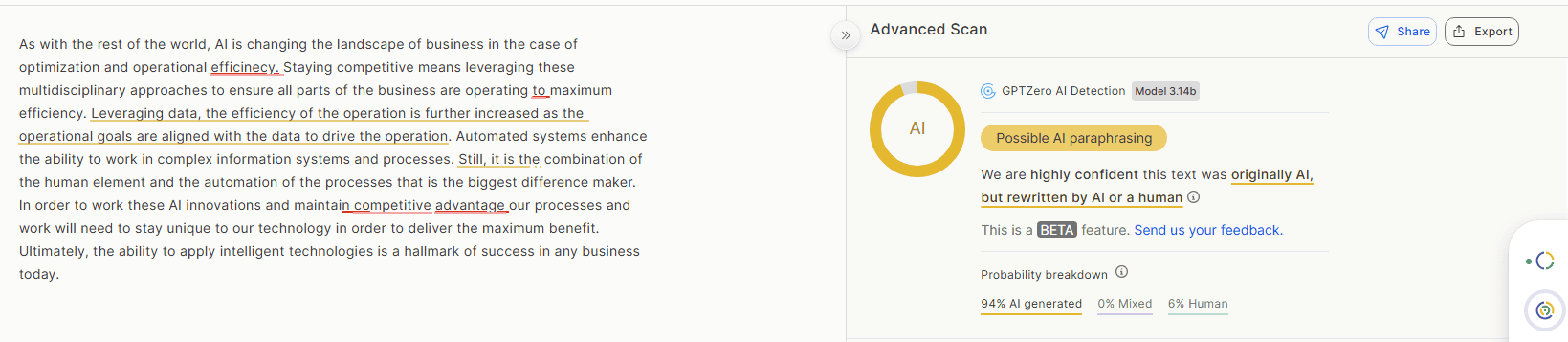 writehuman ai detect result